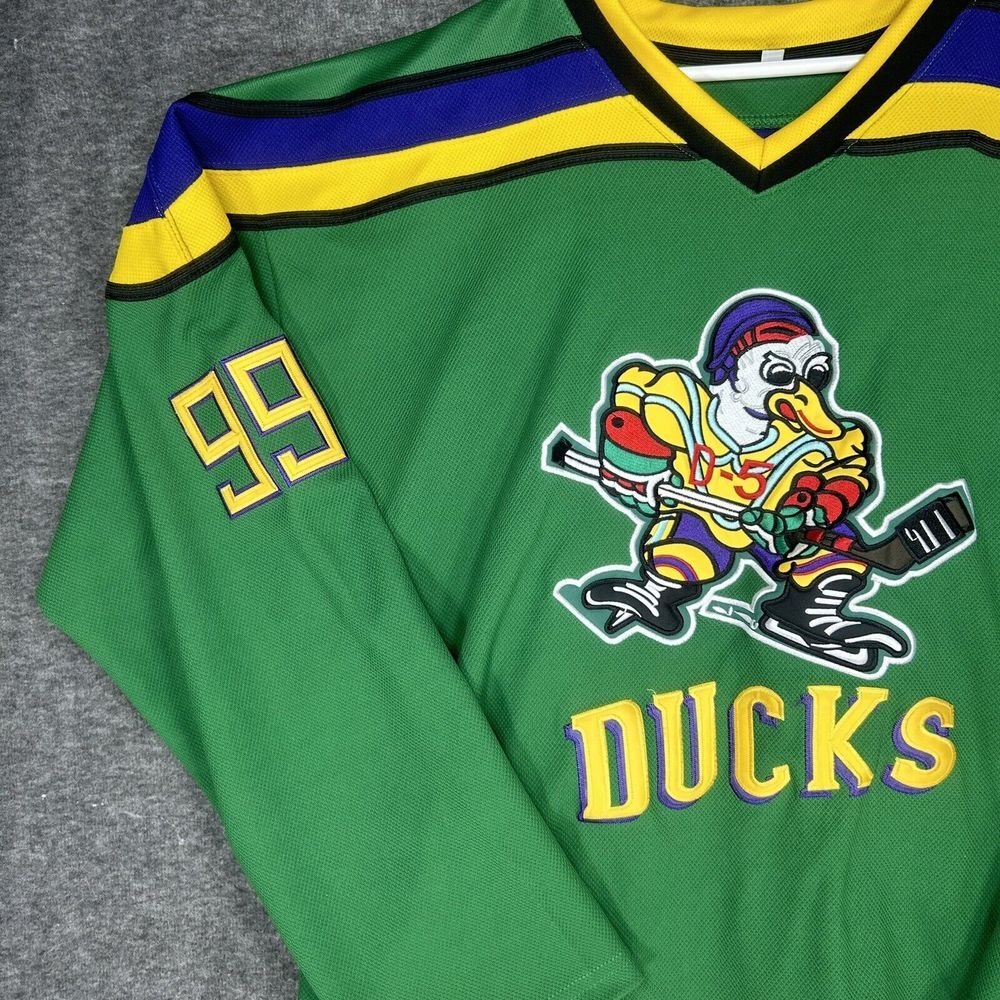 Vintage Mighty Ducks D-5 Jersey Mens 2XL Green Embroidered Adam Banks #99 Movie - Picture 4 of 13